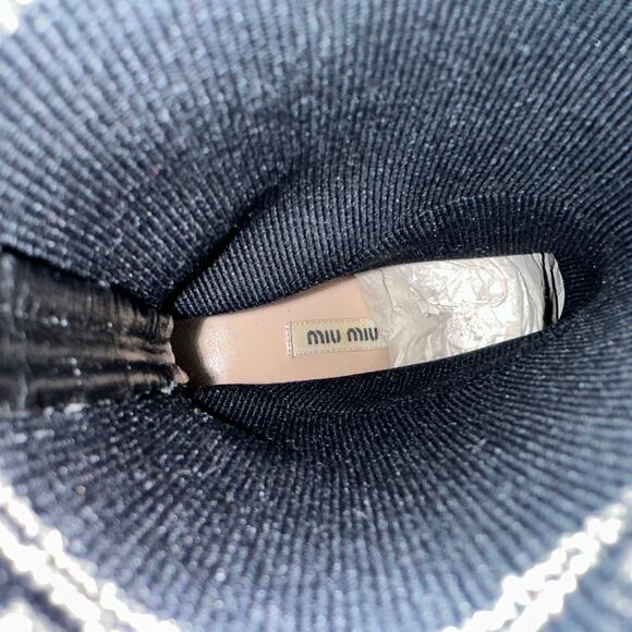 Miu Miu Kitten Heel Sock Boots Shoes Black Logo Pointed Toe EU 37.5 US 7.5 - Picture 12 of 14